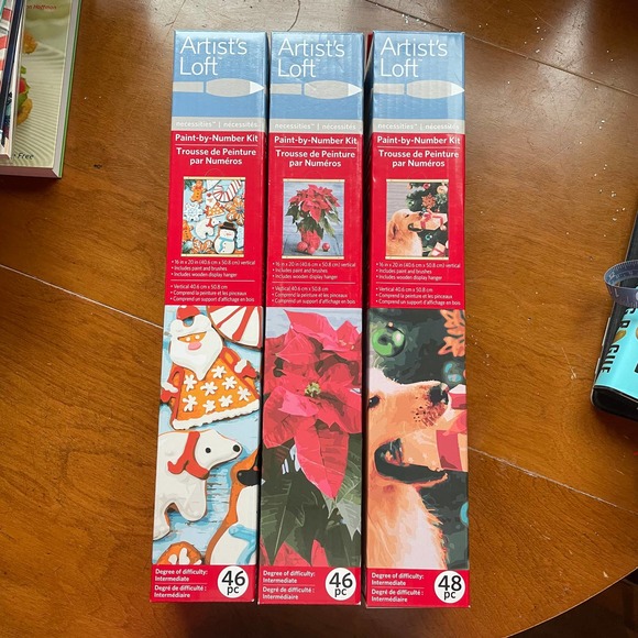 Artist's Loft Other - Christmas Paint By Numbers Kit Artist Loft Pack of 3 Cookies Poinsettia Dog
